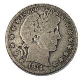 1911 Barber Silver Half Dollar, 50c US, 90%