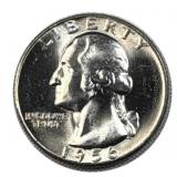 1956 BU Washington Silver Quarter, 25c US, 90%