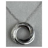 925 Silver Black & White Diamond Circular Pendant