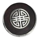 925 Silver & Wood Circular Chinese Symbol Pendant