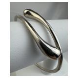 925 Silver Minimalist Teardrop End Bangle Bracelet