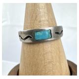 925 Silver Southwestern Turquoise Inlay Band Ring