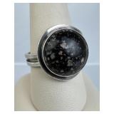 925 Silver Vtg Modernist Porphyry Split-Shank Ring