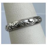 925 Silver Vintage Engraved Floral Band Ring