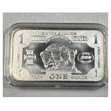 1oz Silver Buffalo Note Style Bar .999 Fine