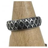 925 Silver British Oxidized Textured Band Ring