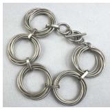 925 Silver Multi-Circle Link Toggle Bracelet