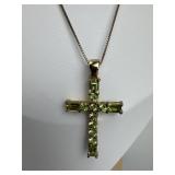 925 Silver Ross Simons Peridot Cross Necklace