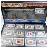 WWII Coin & Overrun Countries Stamp Folio w/ COA