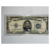 1934-C $5 Silver Certificate, Blue Seal US Note