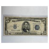 1934-C $5 Silver Certificate, Blue Seal US Note