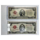 1928-F & 1928-G $2 Red Seal US Notes (2)