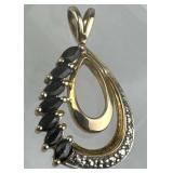 925 Silver Ross Simons Blue Spinel & Diamond Penda