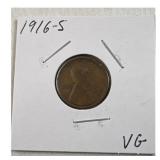 1916-S Better Date Wheat Cent, VG