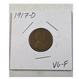 1917-D Better Date Wheat Cent, VG-F
