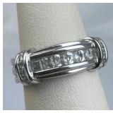925 Silver Channel-Set Zirconia Band Ring