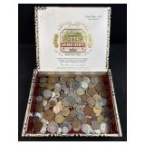 Cigar Box Loaded w/ World Coin Collection