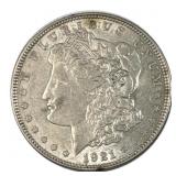 1921-D Morgan Silver Dollar, US $1 Coin, 90%