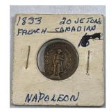 1833 French Napoleon 20 Jetons Token