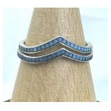 925 Silver 2 Beaded Turquoise Chevron Rings