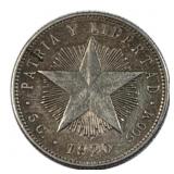 1920 Cuba Silver 5 Centavos, 90%