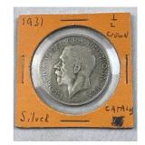 1931 Great Britain Silver Half Crown