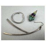 925 Silver 3 Unmatched Single Earrings