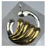 Signed Charly Sterling Silver and Brass Pendant