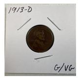 1913-D Better Date Wheat Cent, G/VG