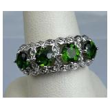 925 Silver Chrome Diopside Gemstone Ring
