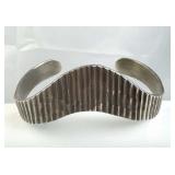925 Silver Taxco Chiseled Vertical Line Cuff Brace