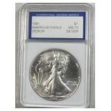 1991 1oz Silver American Eagle .999,  Encased