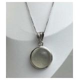 925 Silver Round Cabochon Glass Pendant Necklace