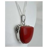 925 Sterling Silver Red Jasper Pendant Necklace