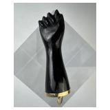 Vintage Large 14K Yellow Gold Jet Black Mano Figa
