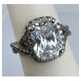 950 Silver Zirconia & White Topaz Accent Ring