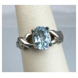 Sterling Silver Roman & Sunstone Blue Topaz Ring