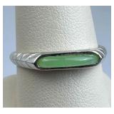 925 Silver Chrysoprase Inlay Engraved Band Stacker