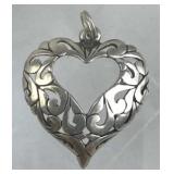 925 Silver Vtg Jezlaine Scroll Filigree Heart Pend