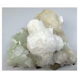 Okenite, Green Prehnite & Stilbite Crystal Trifect