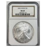 2003 American Silver Eagle 1oz NGC MS69 .999