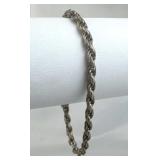 925 Silver Italy Vtg. Twisted Rope Chain Bracelet