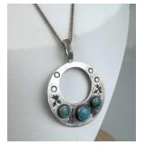 925 Silver Vtg Southwestern-Style Turquoise Neckla