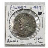 1947 Panama Silver 1/2 Balboa, 90%