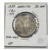 1939 Mexico Silver 50 Centavos