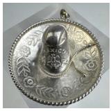 Vintage 925 Silver Mexico Sombrero Pendant or Char