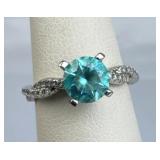 925 Silver Neon Turquoise Blue CZ White Topaz Acce