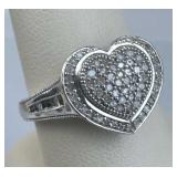 925 Silver Dazzling Genuine Diamond Heart Ring