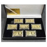 Novelty Gold Plated US Currency Bars, 7pc Set