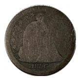 1856 Seated Liberty Half Dime, US 5c Coin